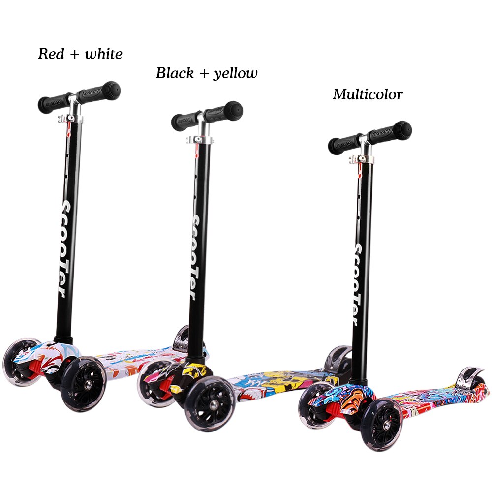 Sammenklappelig scooter til børn 3- hjulsscooter med lette hjul, sparkescooter til 3-8 års justerbar højde letvægts-scooter