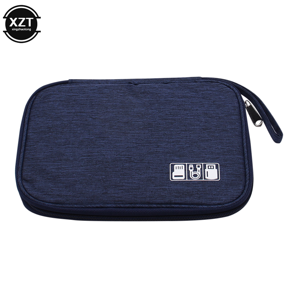 USB Digital Storage Clip, Cable Organizer, Headphones, Pens, Portable Batteries, Electronic Accessories Storage Waterproof Trave: Navy blue