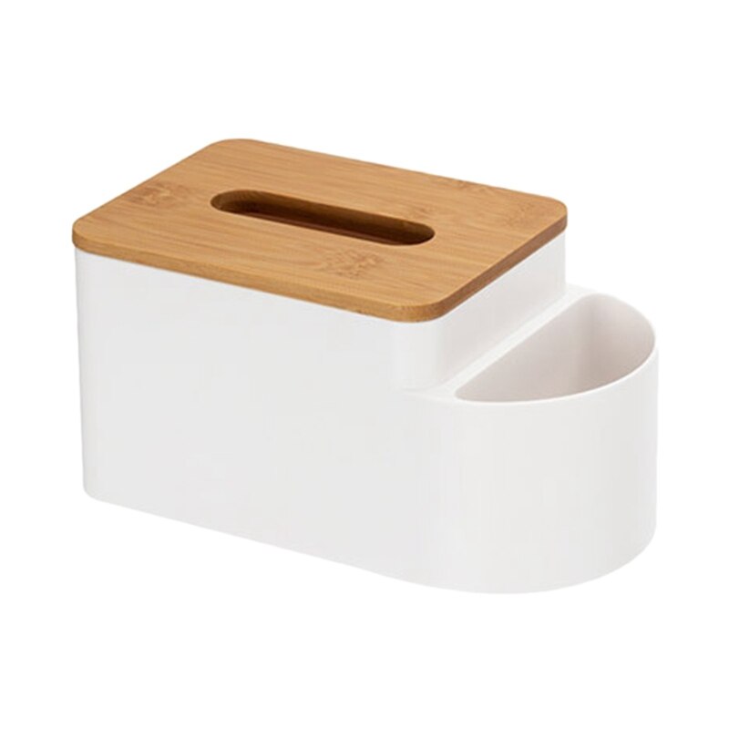 Phoebe Bamboe Cover Tissues Deksel En Opslag Caddy Voor Badkamer Ijdelheid Werkbladen-Wit