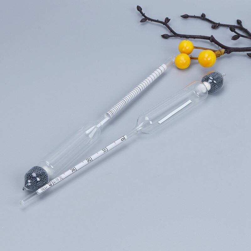 Set Idrometro Per Alcol 0-100% Con Termometro E Custodia In Legno - Per Distillati E Birra Fatta In Casa