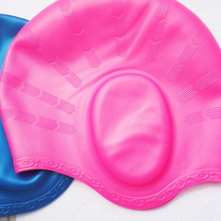 Öronskyddande badmössa silikagel badmössa för vuxna barn enfärgad vattentät badmössa för både män och kvinnor: Rosa