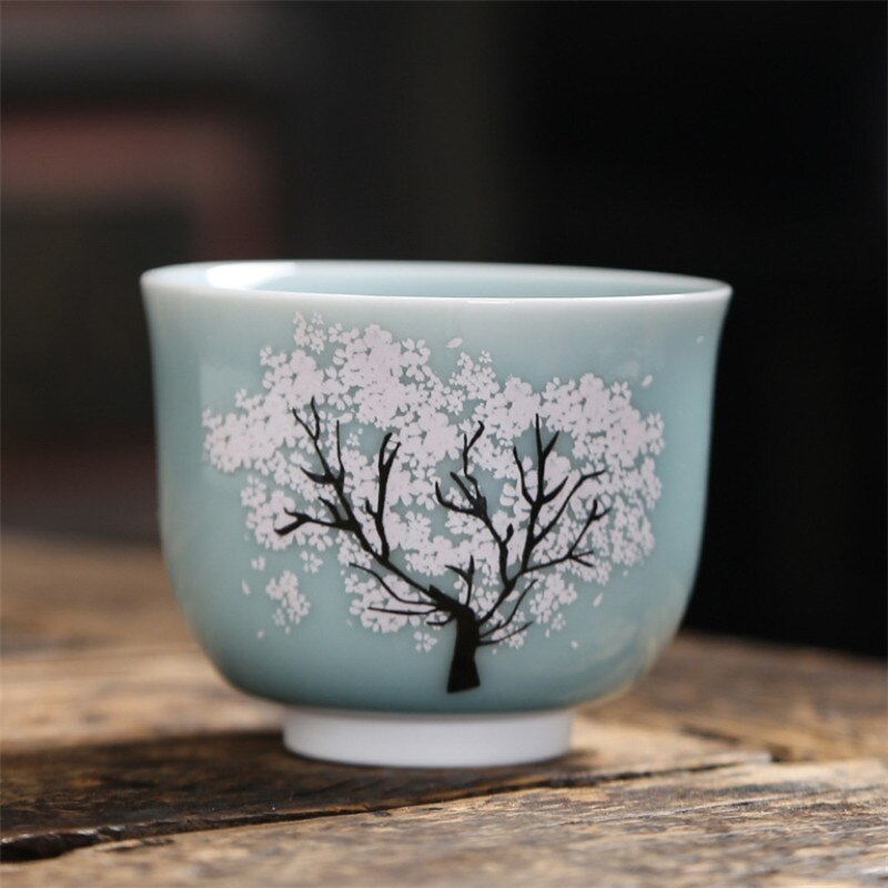 RED CHERRY CREAM CERAMIC VOLCANO TEA CUP 200ML
