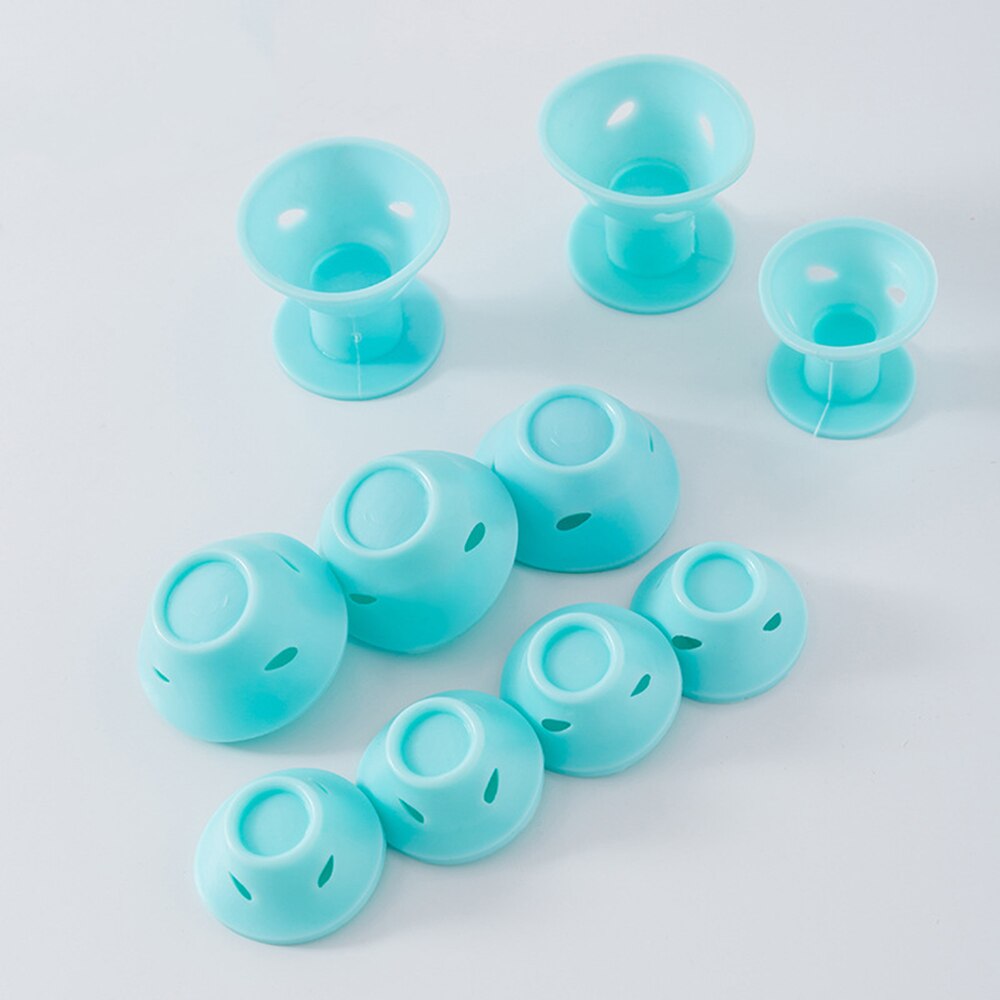 10pcs Soft Rubber Magic Hair Care Rollers Silicone Hair Curler Twist Hair No Heat No Clip Hair Curling Styling DIY Tool: Blue