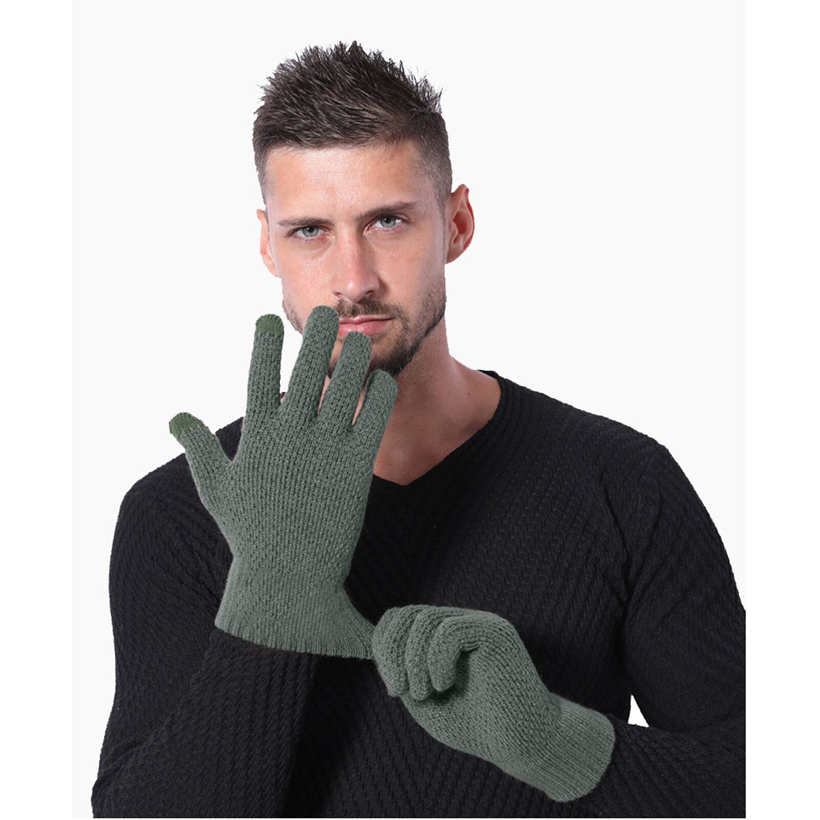 Spring Winter Men's Glove Fall And Winter Mittens Thickened Knitted Warm Woolen Gloves Pure Color Cycling Перчатки #j1p