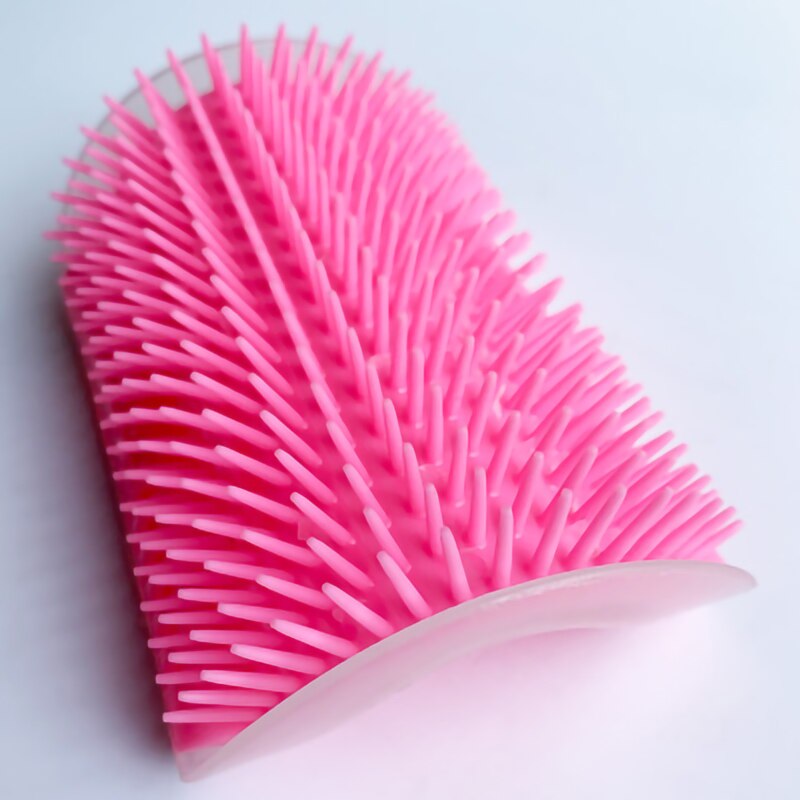 Cat Massage Comb Kitten Self Grooming Scratcher Wall Corner Brush Cats Scratch Bristles Toy Pet Hair Removal Tool: pink