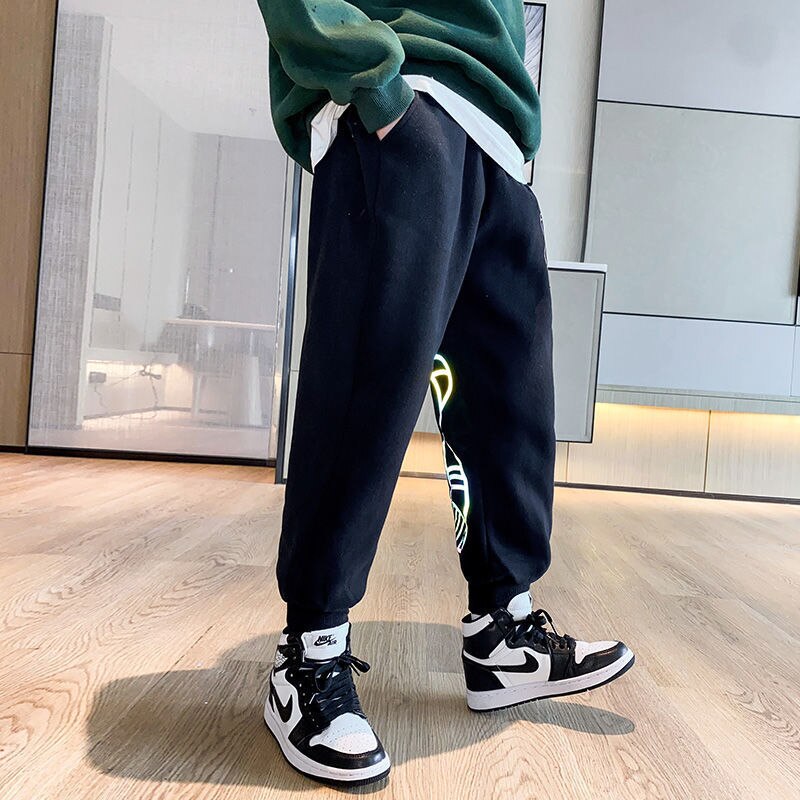 Jongens Pluche Broek Herfst En Winter Kinderen Sport Broek Modieuze Midden En Grote Kinderen Casual Guard Broek broek