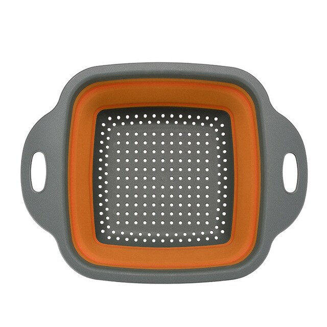 Opvouwbare Zeef Mand Opvouwbare Vergiet Fruit Vorm Manden Vierkante Groente Afdruiprek Wassen Sets Keuken: square orange / L