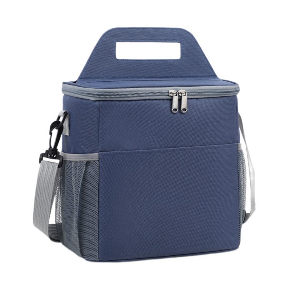 Large Capacity Insulated Cooler Bags Portable Thickened Lunch Food Thermal Box with Handle Removable Strap Insulated Lunch Bag: Dark Grey