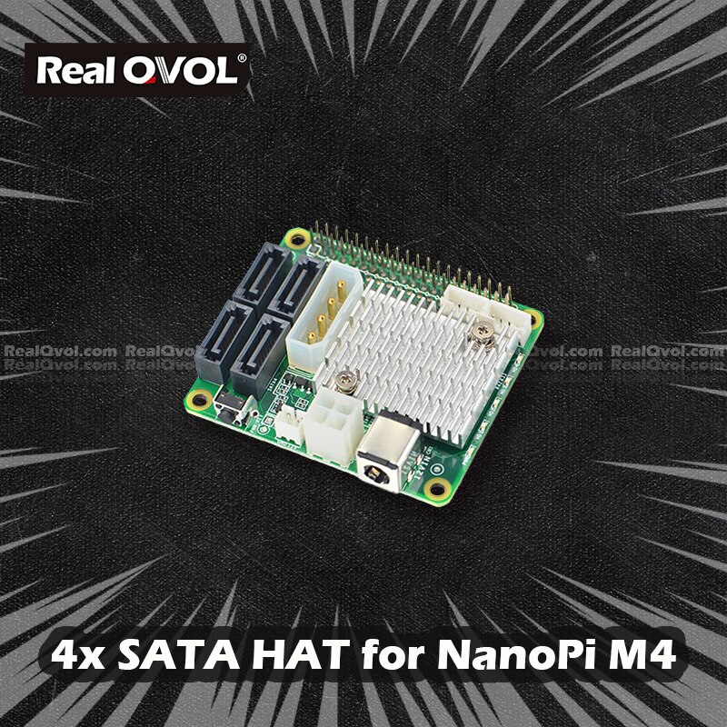 RealQvol FriendlyELEC ELEC NanoPi M4 4x SATA HAT Support 6Gbps/3Gbps/1.5Gbps Integrated power connector