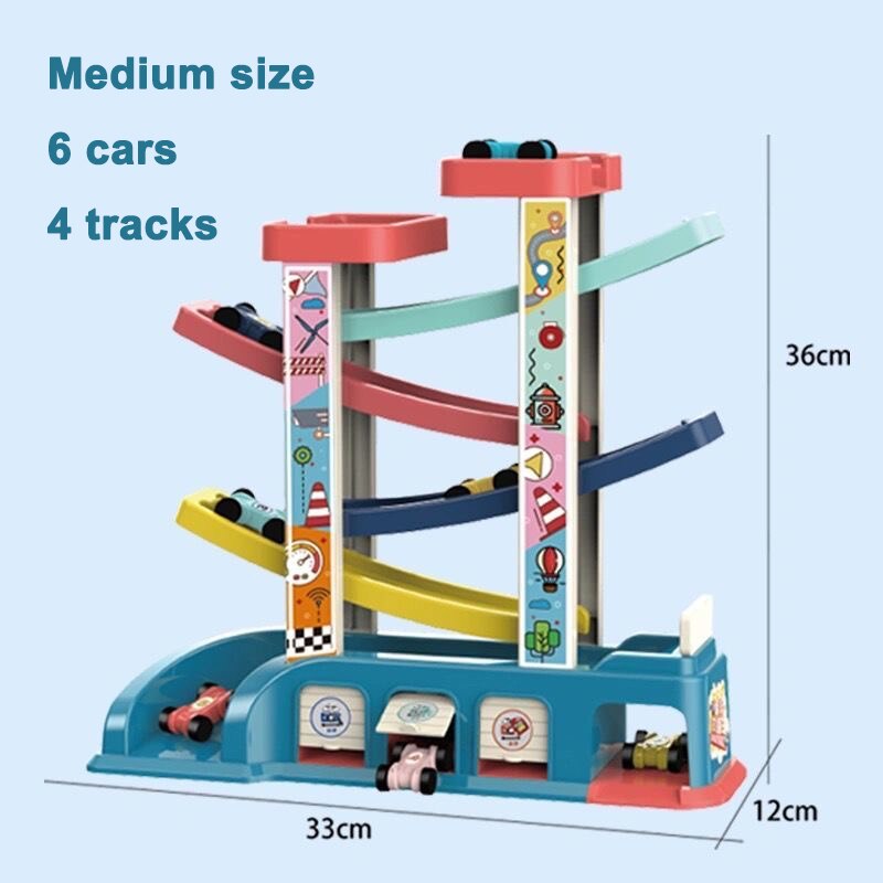 4-6 Layer Kinderkleding Auto Speelgoed Plastic Inertie Coaster Racing Auto Slide Track Auto Speelgoed Vroege Onderwijs Speelgoed kids: 6 car