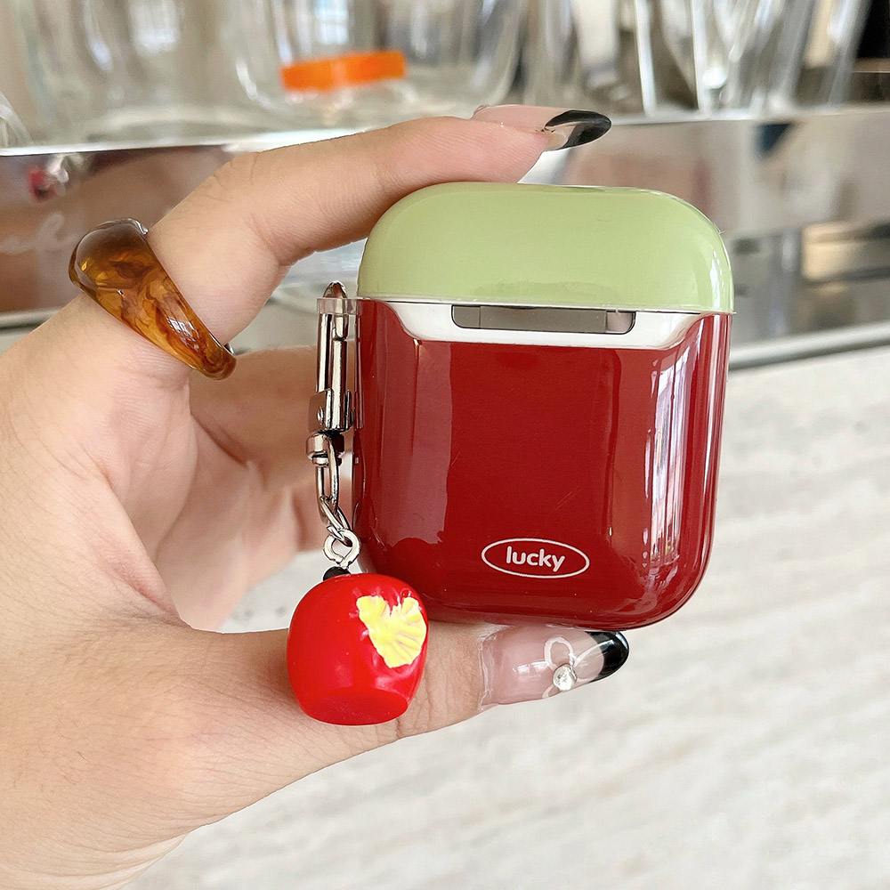 Korea 2024 3d Rode Appel Schattige Zachte Schokbestendige Bescherming Hoes Voor Airpods 1 2 3 Pro 3nd Pro 2 2e Oortelefoon Accessoires