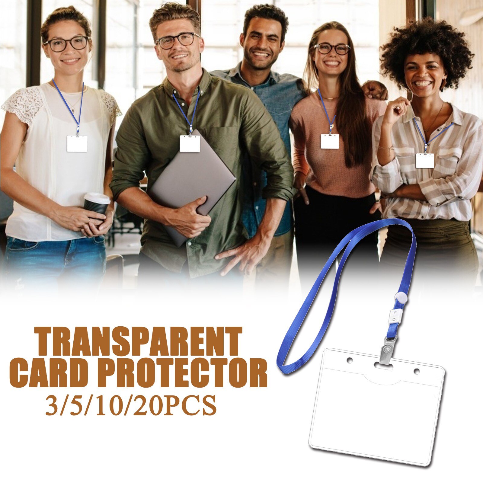 Breakaway Lanyards ID Holder Clear Name Card Case with Lanyards Plastic Solid Color Card Protective Cover Reusable Badge Holders