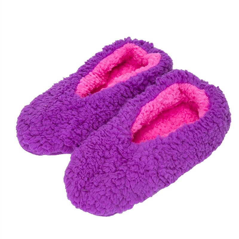 Fralosha Warm At Home Women Wool Slippers Cotton Shoes Plush Female Floor Shoes Fleece Indoor Shoes Woman Home Slippers: purple