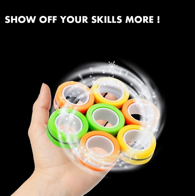 Funny Relief Magnetic Rings Fidget Toys for Anxiety Anti-Stress Roller Fingertip Toys Adult Children Finger Spinner Magic Rings