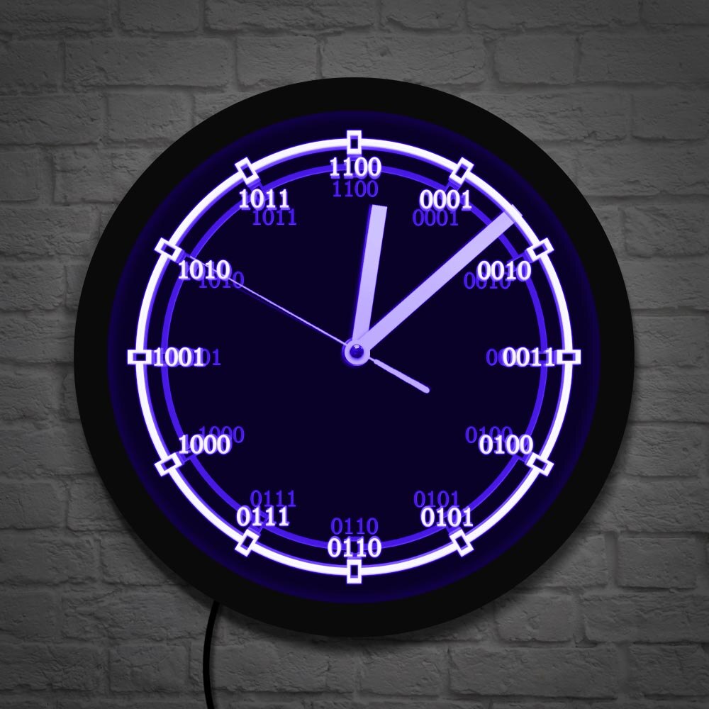 Reloj de pared decorativo de código binario, con retroiluminación LED, números de matemáticas, ecualización, letrero LED de neón, educativos para profesores