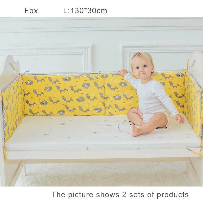 2 stks/set Babybedje Bed Dikker Bumpers Katoen Cartoon Veiligheid Bed Rond Kussen Cot Protector Kussens Pasgeborenen Bumper Room Decor: fox L