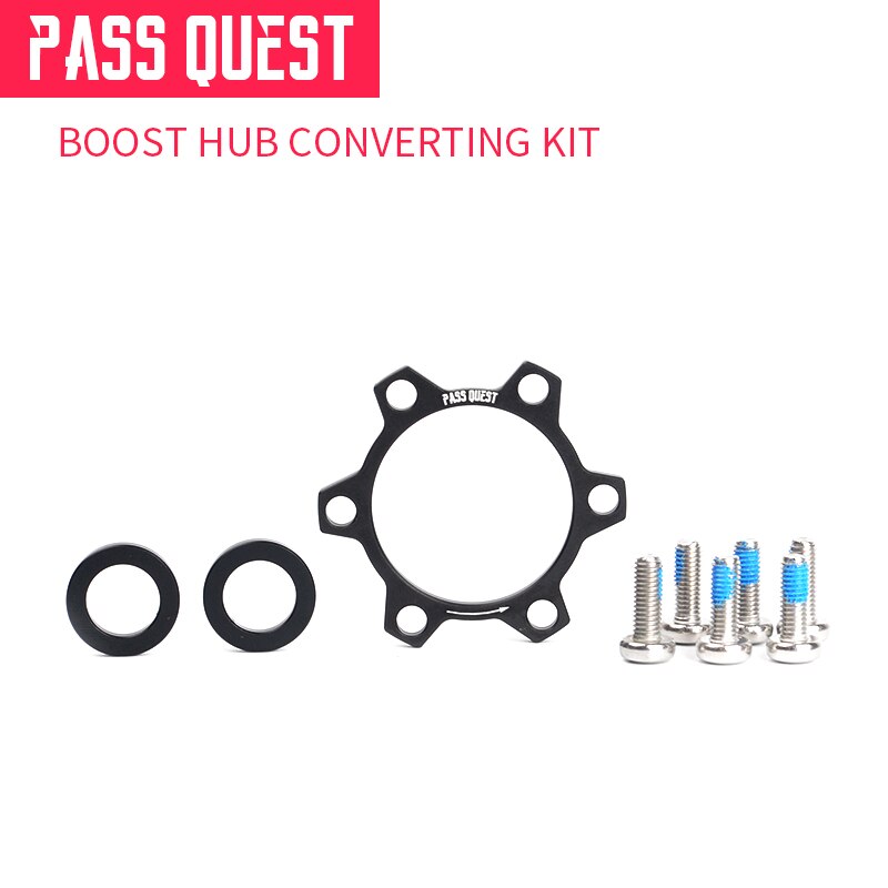 Kit de conversión del adaptador de Boost del cubo de la bicicleta de Pass Quest para los accesorios de bujes de bicicleta de 12mm x 142mm que cambian a 148mm para los bujes de bicicleta de 148mm: Black
