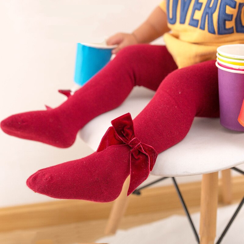Bonito meninas collants para crianças princesa leggings grandes arcos de uma peça do bebê da menina pantyhose primavera outono calças de meia