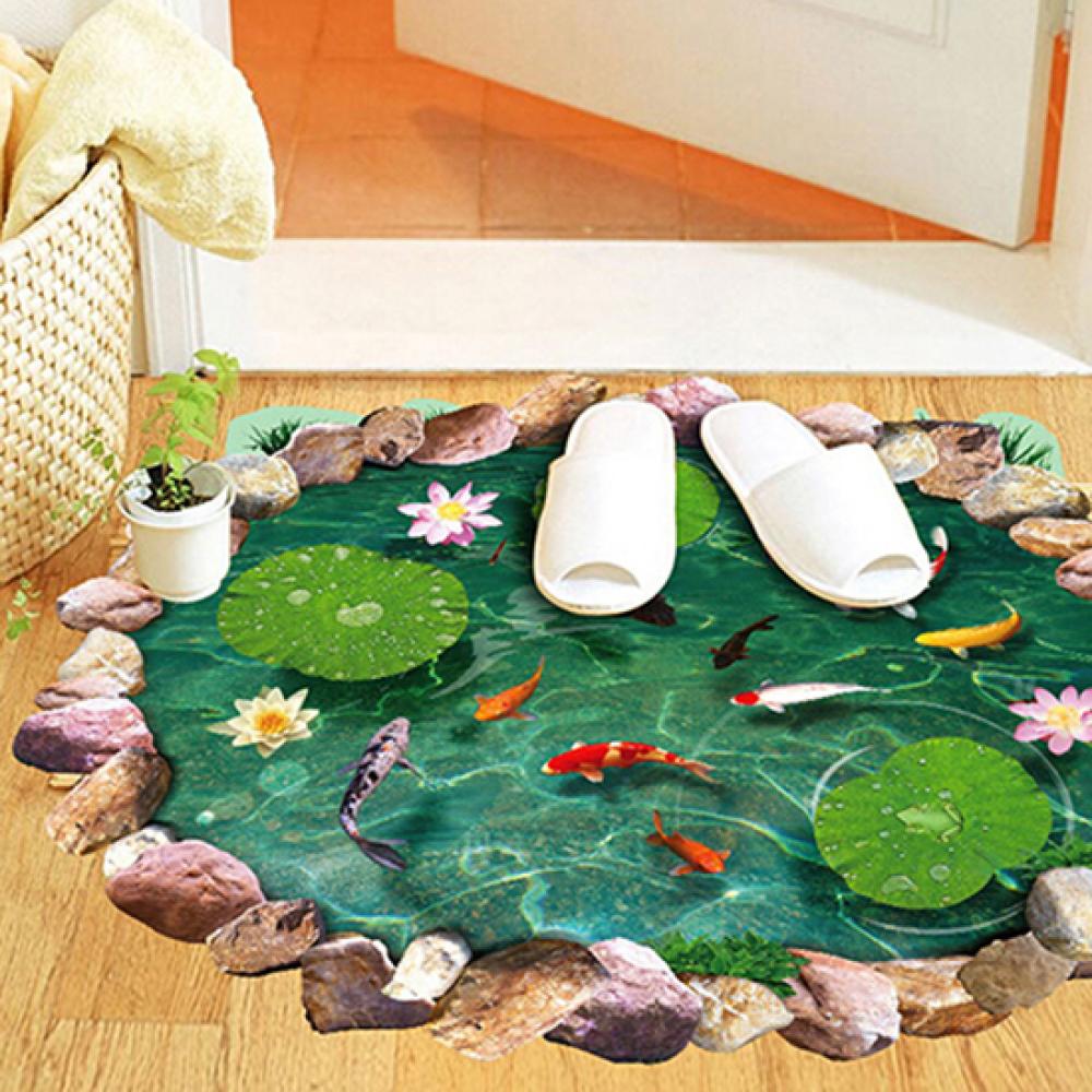 Fish pond koi fish Feng Shui carp lotus pond picture canvas painting mural living room modern home bedroom bathroom decoration f