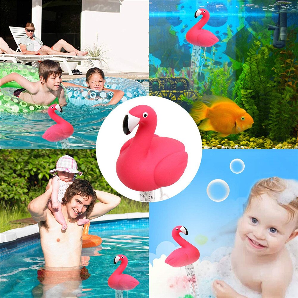 Water Thermometer Flamingo Floating Durable Swimming Pool Thermometer Cartoon Pond Temperature Monitor