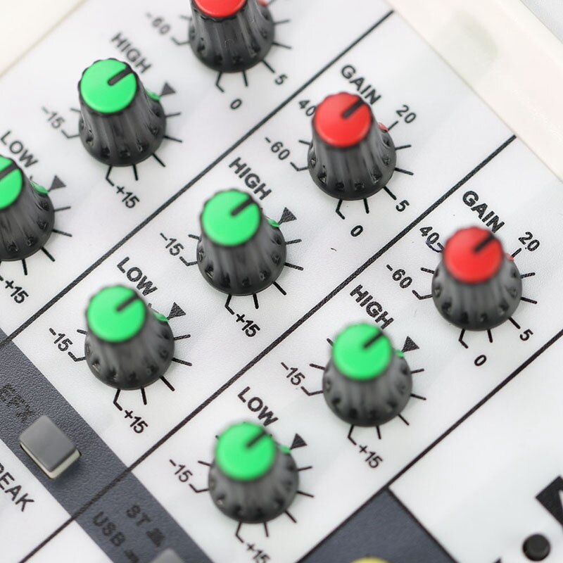 Sound Card Mixing Console Digital 4 Channels Bluetooth o Mixer USB Input 48V Power for Music Recording-EU Plug