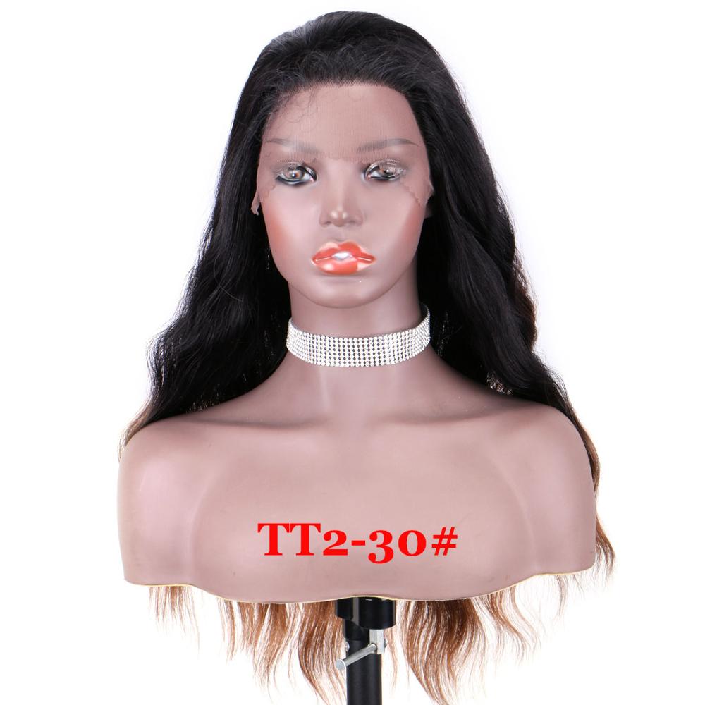 WonderLady OP430# Ombre Wigs For Women Black Brown Color Synthetic Lace Front Wigs With Baby Hair Natural Hairline Free Part 22"