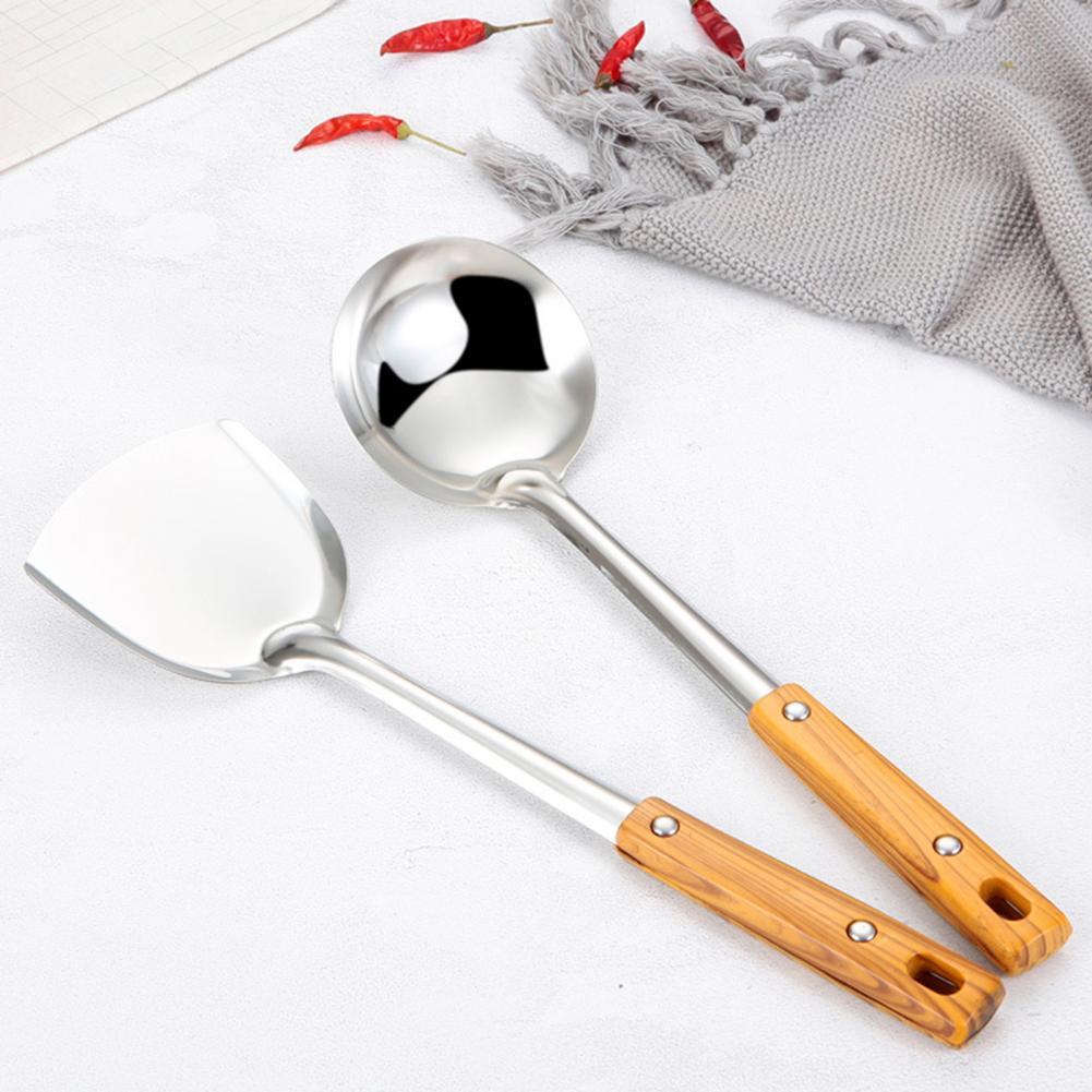 Good Wok Spatula Rounded Edge Corrosion Resistant Lightweight Soup Scoop Wok Spatula Kitchen Tools