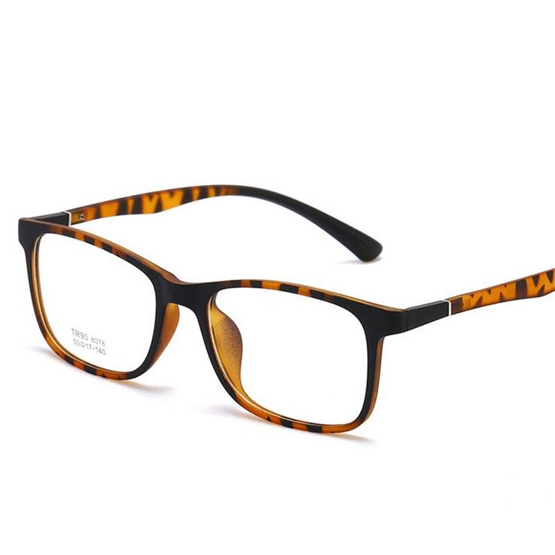 Transparent gelée couleur carré ordinateur lunettes cadre ultraléger TR90 clair miroir littéraire Prescription lunettes femmes hommes: Leopard