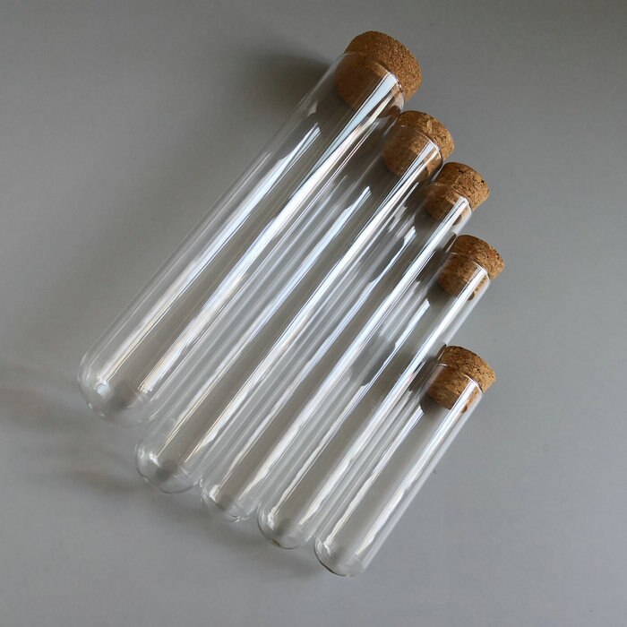 20Pcs/lot Glass 20mm 25mm 30mm Round Transparent Lab Test Tube with cork Length 150/180/200/300mm