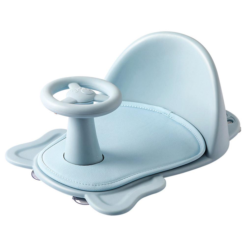 Silla de baño de bebé antideslizante, banqueta de elefante de dibujos animados, suministros de baño de bebé, bolsa de asiento infantil: Blue