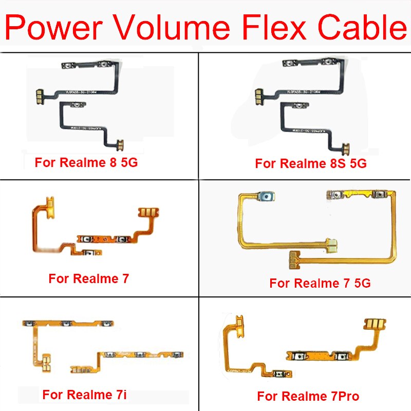 Przyciski regulacji głośności przewód kabel dla Oppo Realme 7 7i 7zawodowiec 8 8S 5G boczne klawisze głośności przewód elastyczny płaski mini spust części zamienne
