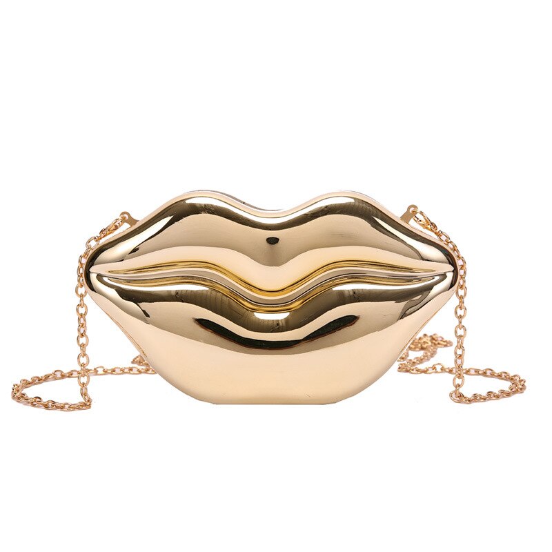 Rode Lip Styling Partij Bruiloft Clutch Tas Voor Vrouwen Mode Portemonnees En Handtassen Vrouwelijke Schouder Chain Crossbody Tas: light gold