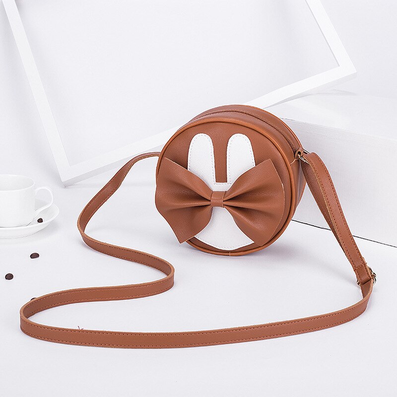 Kontrast lille rund taske sløjfe dekoration skuldertaske håndtasker japan og sydkorea vind bærbar messenger pung