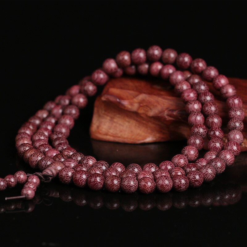 Bracelets de naturel Violet 6mm 8mm perles de bois de rose 108 bouddha Bracelets hommes femmes Long bracelet Religion