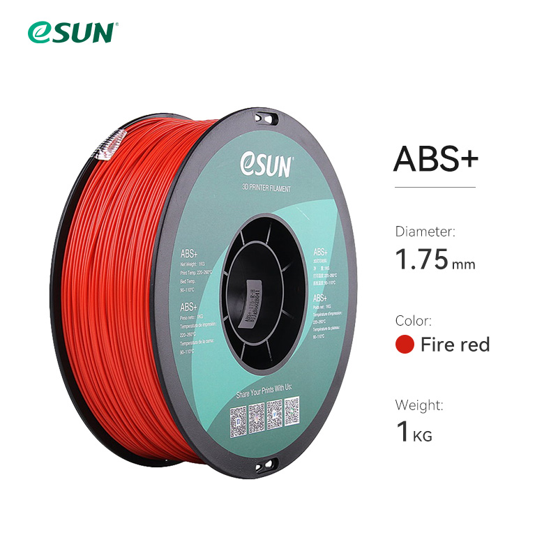 eSUN ABS+ Filament 1.75mm ABS Plus 3D Printer Filament Accuracy +/- 0.05mm 1KG 2.2 LBS Spool 3D Printing Material for 3D Printer: Fire Engine Red