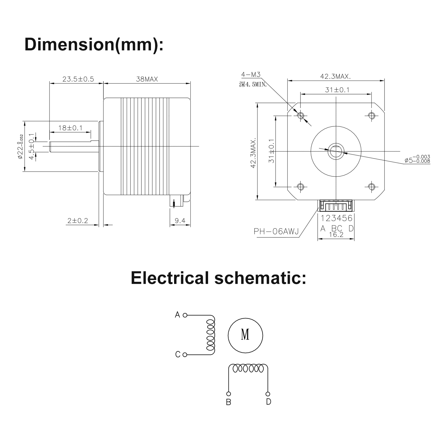 Usongshine nema 17 stepper motor 17 hs 4401s 1.5a nema 17 42 bygh 17 hs 4401 4 bly for 3d printer xyz cnc graver