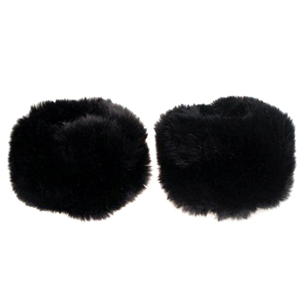Manchette de poignet en fausse fourrure chaude, pour manteau en laine et vestes, manches longues, chauffe-bras: black