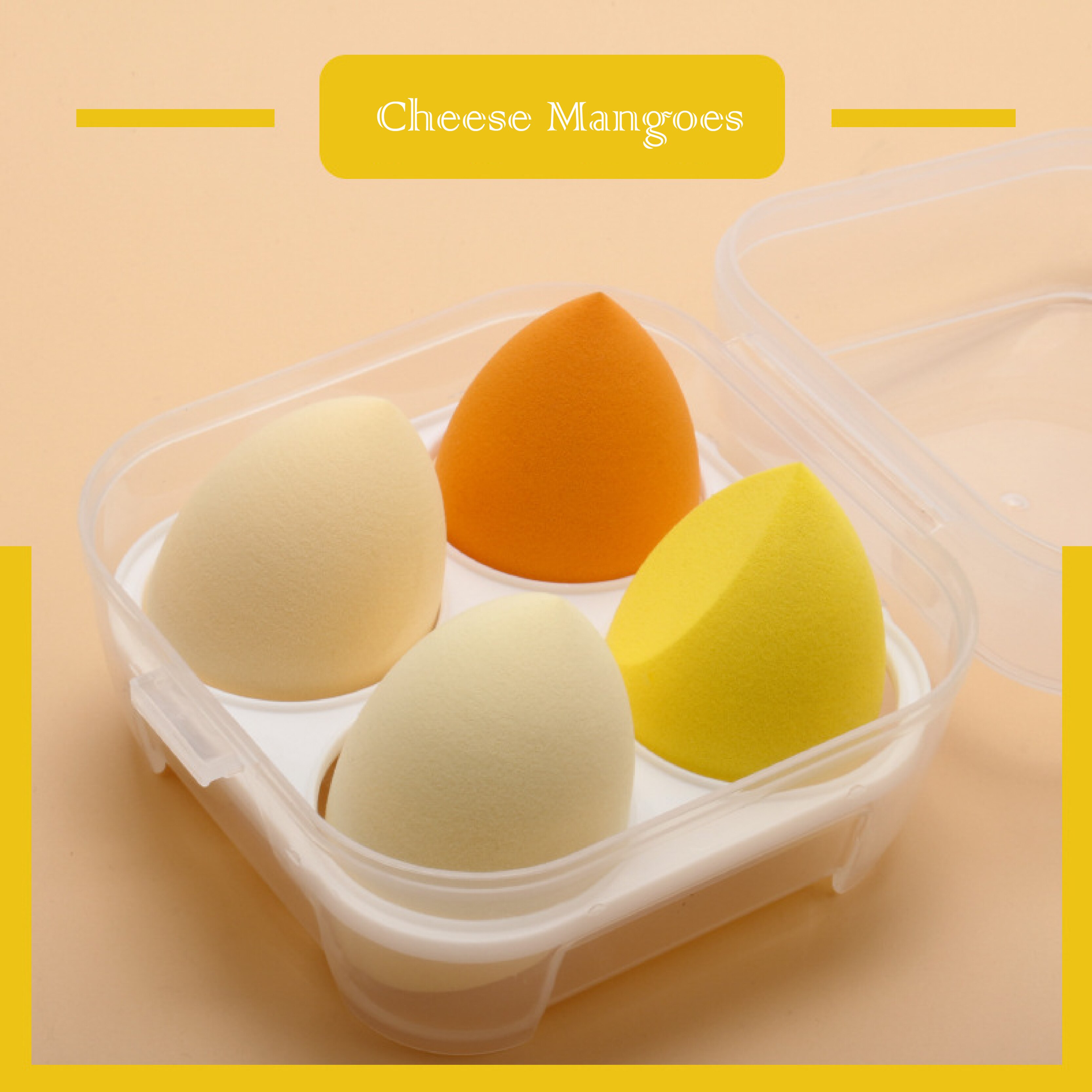 4/8pcs Beauty Egg Gourd Water Puff Makeup Egg Colorful Cushion Cosmestic Sponge Puff Wet and Dry Use Beauty Tool Set: Yellow 4pcs