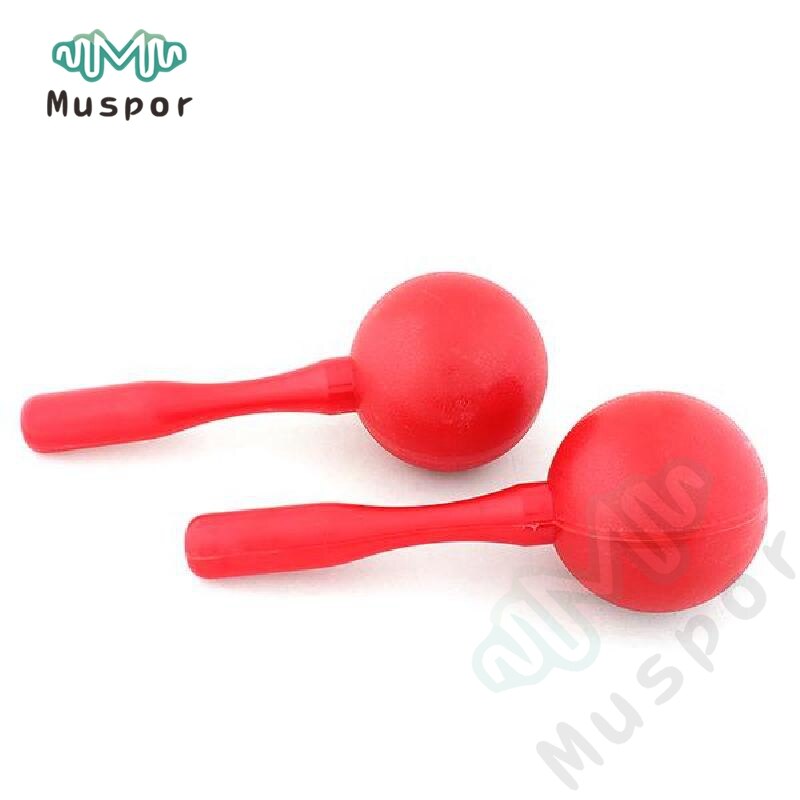 2 x Maracas rojas de plástico agitador sonajeros percusión Karaoke Disco niños Orff instrumentos