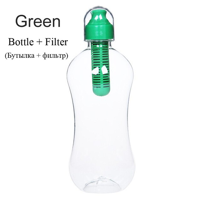 filtro de hidratación al aire libre de 18,5 onzas, botella de filtro de carbón activado para bicicleta: Green