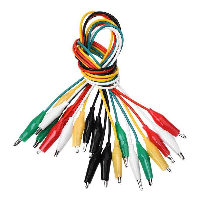 10Pcs 5-Colors Double Ended Alligator Clips Test Lead Jumper Wire 50cm: Default Title