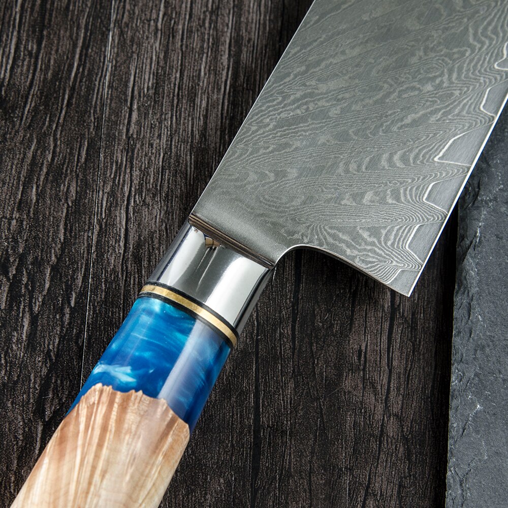 Damascus Chef Knife 9.5 Inch Damascus Steel Kitchen Knife Sharp Japanese Cooking Knives Tool Damascus Knife With Resin Handle