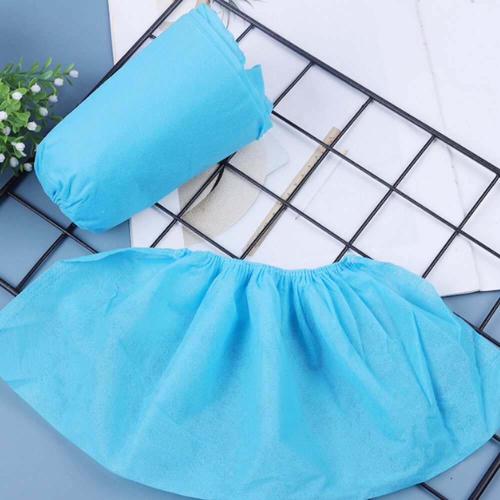 100 Stuks Wegwerp Overschoen Waterdichte Stofdicht Antislip Schoen Cover Kind Student Volwassen Non-woven Schoen Cover voet Cover: Blauw