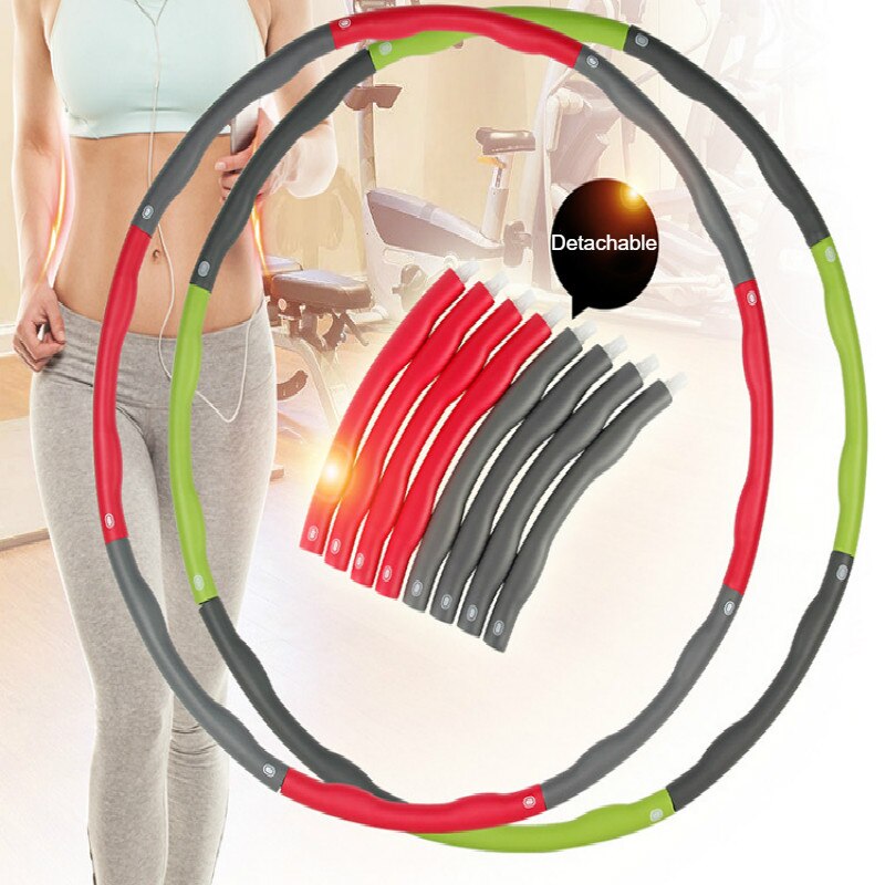 8 Knots Fitness Sport Hoop Yoga Waist Exercise Slimming Sport Hoop Removable Plastic Foam Hoop Massage Loop Fitness Equipment