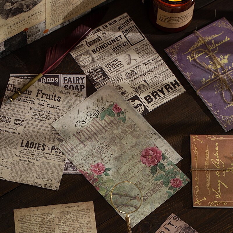 30pcs Antique old newspaper Letter Scrapbooking/Card Making/Journaling Project DIY Retro Hangtag with Hole Cards