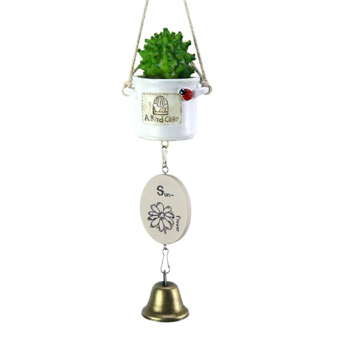 Simulation Country Style Potted Plant Wind Chimes Hanging Style Bells For Window Decor To Friend-White/Yellow/Pink: 1