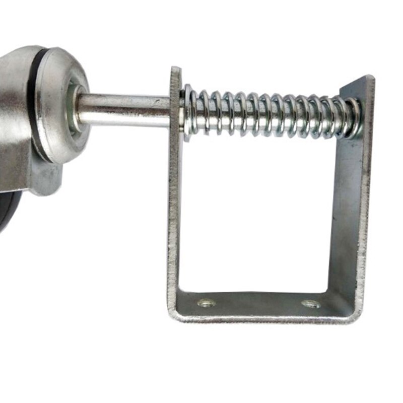 Black Hard Rubber Spring-Loaded Gate Caster with Universal Mount, 5-Inch Wheel, 220-Lb Capacity