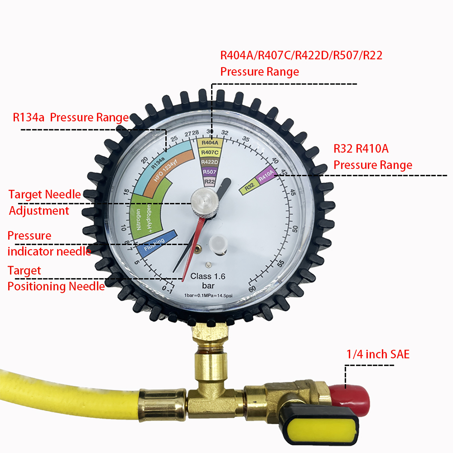 Air Conditioner Nitrogen Pressure Tester Regulator For R134a R22 R407C R410A Pressure Gauges HVAC Systems Cold Test Table Tools