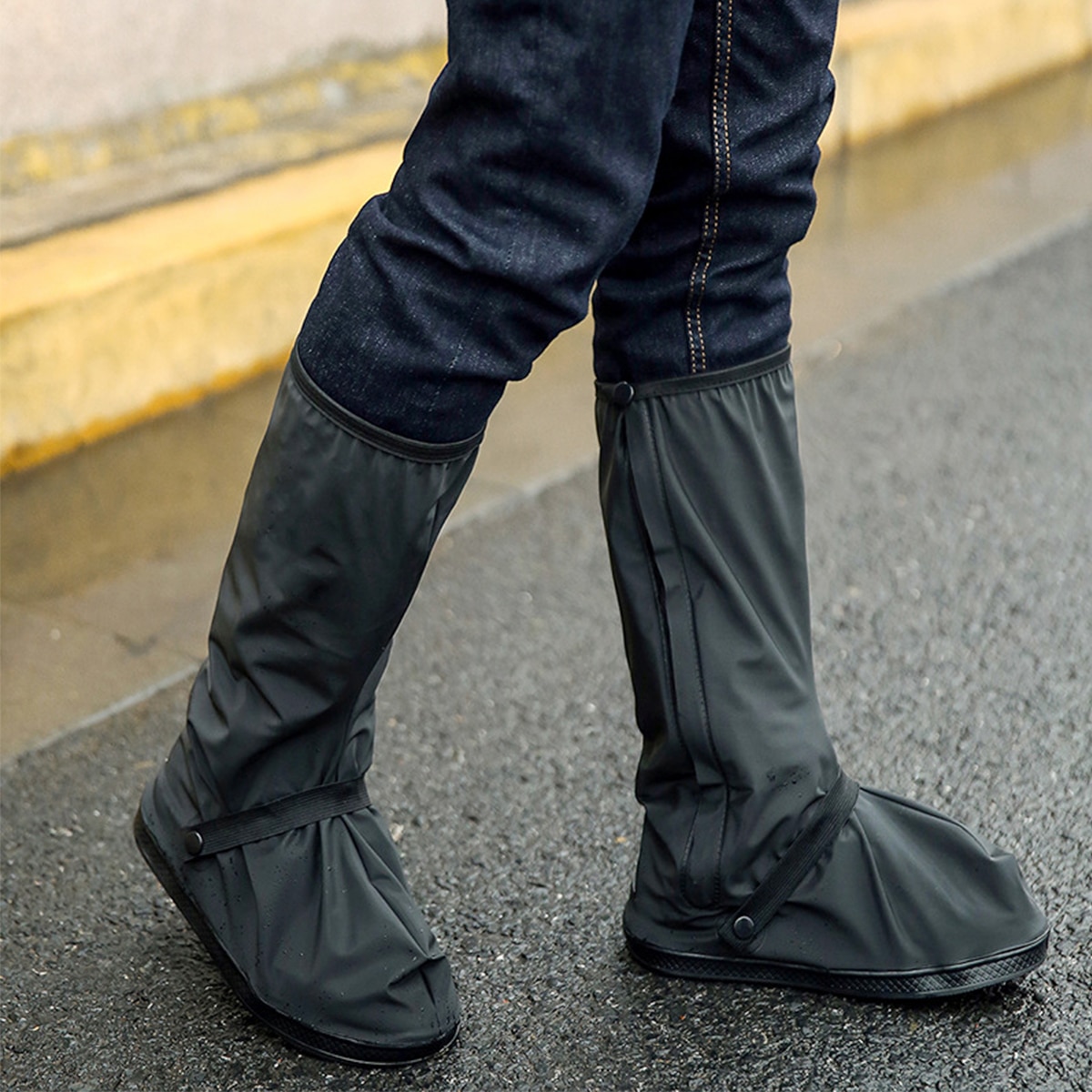 1 par scooter cykel cykling vandtæt regnsko betræk til regnvejr, snevejrsdag skridsikre støvlebetræk botas para moto impermeable