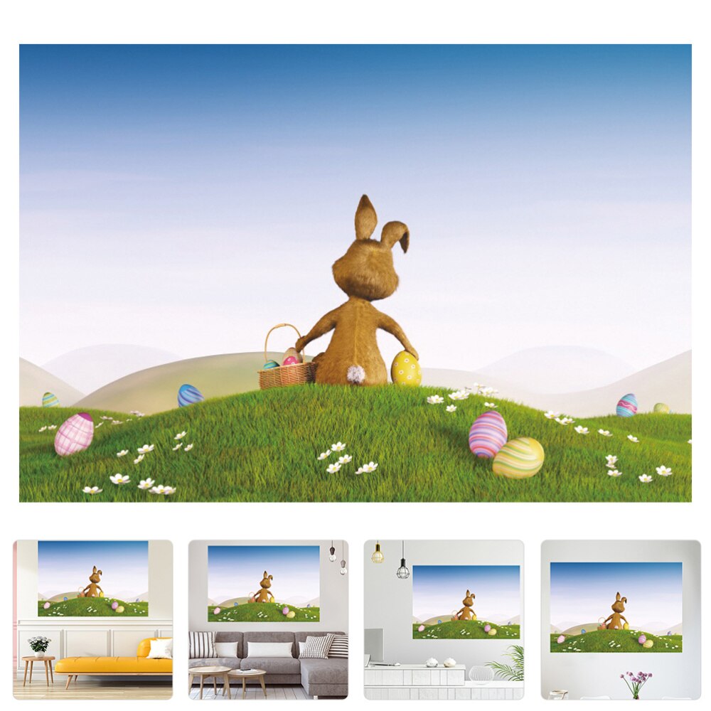 1Pc Cartoon Bunny Photo Background Easter Eggs Wall Backdrop for Photography: Assorted Color 4
